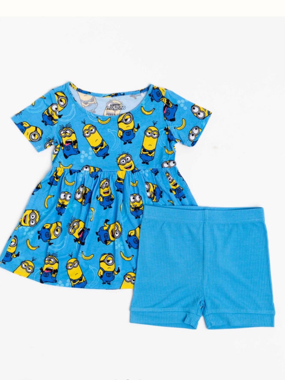 Bums & Roses Minions Short Sleeve Empire Waist Top & Shorts set